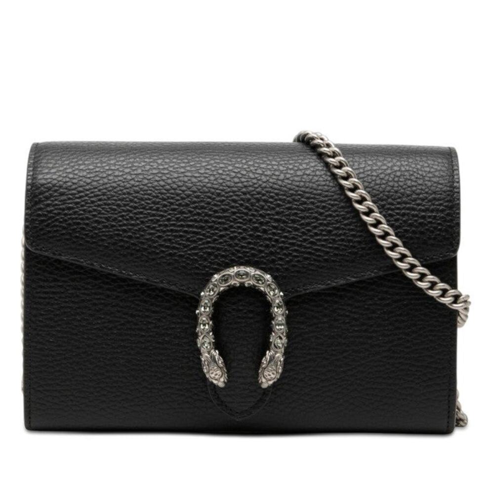 Gucci Dionysus Chain Wallet Black Leather